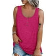 thumbnail image 1 of Qwertyu Plus Size Tank Tops for Women with Button Casual Loose Summer Tunic Tops Sleeveless Basic Tops Hot Pink M, 1 of 7