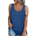 thumbnail image 1 of Qwertyu Plus Size Tank Tops for Womens Casual Summer Boho Shirts with Button Loose Sleeveless Tunic Tops Blue 4X, 1 of 7