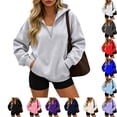 thumbnail image 1 of Qwertyu Quarter Zip Sweatshirt Women Half Zipper Workout Oversized Hoodies with Pocket Lightweight Y2K Pullover 2026 Clothes Dark Gray M, 1 of 4
