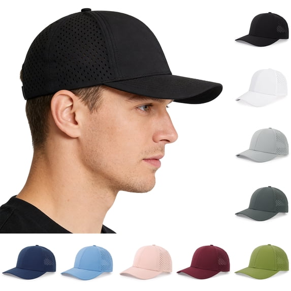 Qwertyu Quick Dry Baseball Cap, Large Performance Snapback Hats, Laser Cut Mesh Ball Cap for Men Big Heads Green