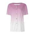 thumbnail image 1 of Qwertyu Scrub Jackets for Women Short Sleeve Snap Front Graphic Crew Neck Jacket Tops with Two Pockets Pink XL, 1 of 4