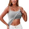Qwertyu Shelf Bra Tank Tops Women Camisole Adjustable Spaghetti Strap Summer Tops for Women Light Gray XL