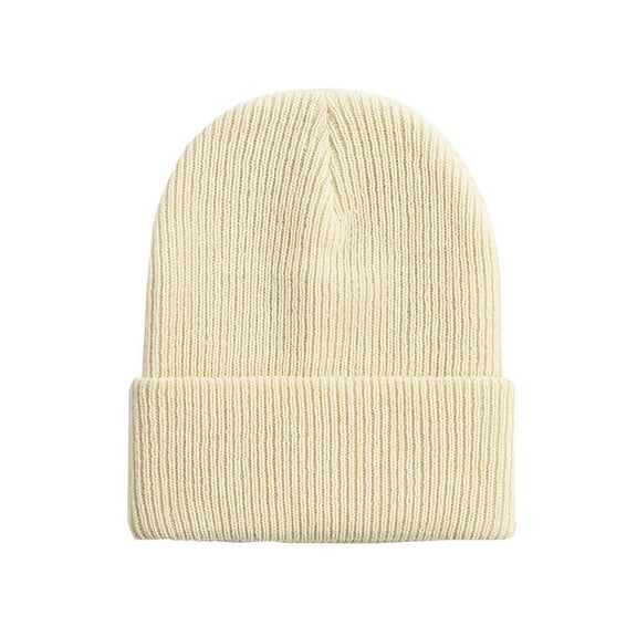 Qwertyu Ski Beanie Hats for Men Soft Warm Winter Knitted Hats Beige One Size