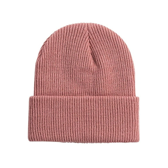 Qwertyu Ski Beanie Hats for Men Soft Warm Winter Knitted Hats Pink One Size