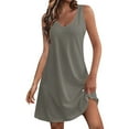 thumbnail image 1 of Qwertyu Summer Dresses for Women 2025 Sleeveless Beach Sundress V Neck Casual Vacation Tank Dress, 1 of 7