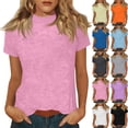 thumbnail image 1 of Qwertyu Summer Tops for Women Spring Short Sleeve Mock Neck Shirts Beach Vacation Plus Size Workout Tshirts Casual Clothes 2026 Dark Gray 3XL, 1 of 6