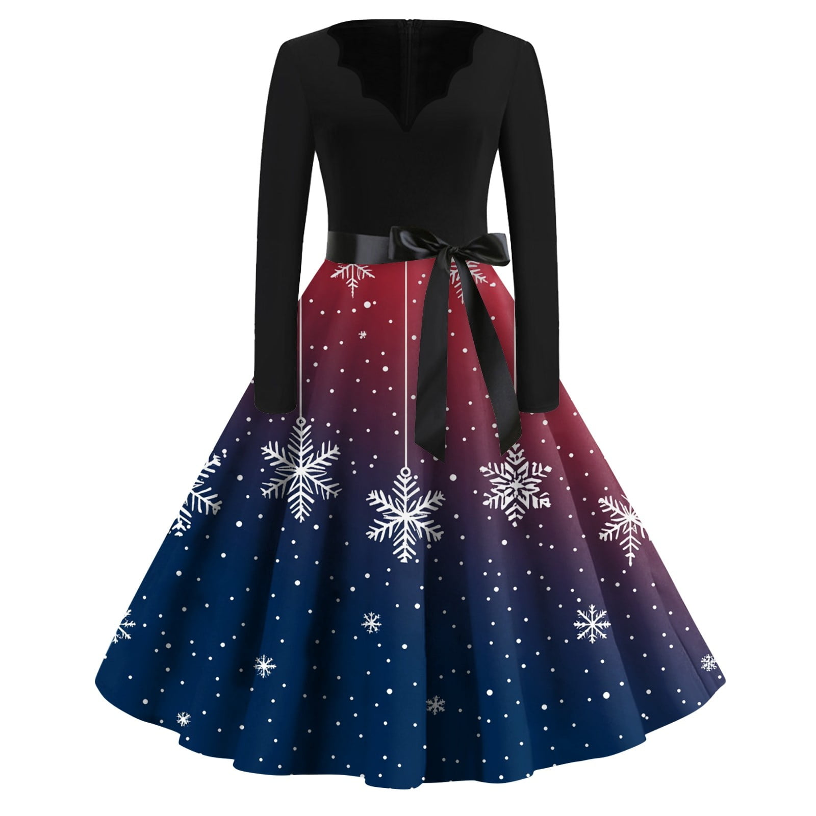 Qwertyu Ugly Christmas Dress Women Coquette Bow Print Retro Hepburn