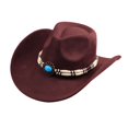 thumbnail image 1 of Qwertyu Western Cowboy Hat for Men Women Classic Roll Up Fedora Hat Cowgirl Cap with Buckle Belt Coffee, 1 of 6