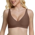 thumbnail image 1 of Qwertyu Wireless Seamless Jelly Bra for Women with Support No Underwire Full Coverage Push Up Bras for Women Support T-Shirt Bra Brown 2XL, 1 of 3