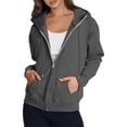 thumbnail image 1 of Qwertyu Women's Oversized Zip Up Hoodie Lightweight Thin Long Sleeve Hooded Sweatshirt with Pockets Gray 3XL, 1 of 8