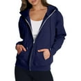 thumbnail image 1 of Qwertyu Women's Oversized Zip Up Hoodie Lightweight Thin Long Sleeve Hooded Sweatshirt with Pockets Navy S, 1 of 8