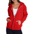 thumbnail image 1 of Qwertyu Women's Oversized Zip Up Hoodie Lightweight Thin Long Sleeve Hooded Sweatshirt with Pockets Red 2XL, 1 of 8