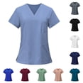 thumbnail image 1 of Qwertyu Women's Scrubs，3 Pocket Scrub Tops for Women, Stretch Fabric Short Sleeve V-Neck Womens Scrub Shirts, 3 Pocket Comfortable Scrub Tops Mint Green 2XL, 1 of 6