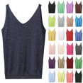 thumbnail image 1 of Qwertyu Women's Tank Top with Knitted Sequins Sleeveless V Neck Shirt Casual Sequins Strappy Elegant Blouses Green One Size, 1 of 5