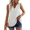 thumbnail image 1 of Qwertyu Women's V Neck Tank Tops Casual Summer Button Down Sleeveless Shirts White M, 1 of 4