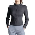 thumbnail image 1 of Qwertyu Women's Workout Jacket Lightweight Zip Up Yoga Jacket Cropped Athletic Slim Fit Tops Black L, 1 of 4