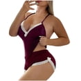 thumbnail image 1 of Qwertyu Womens Casual Pajama Sets 2 Piece Lace Trim Graphic Cami Shorts Set Pj Set Sleepwear Wine 3XL, 1 of 4