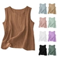 thumbnail image 1 of Qwertyu Womens Cotton Linen Tank Tops Round Neck Sleeveless Tops Summer Solid Color Shirts Mint Green 3XL, 1 of 9