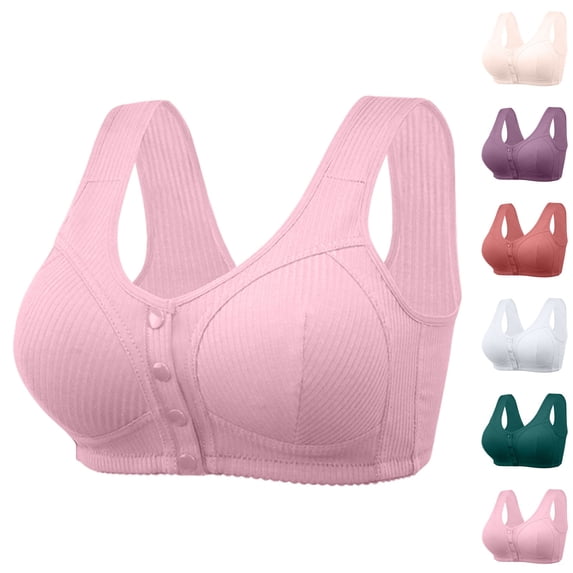 Qwertyu Womens Front Closure Bras, Daisy Bras for Older Women Front Closure Cotton Comfortable Bra No Underwire Front Snap Bra Full Coverage Complexion 46