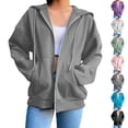 thumbnail image 1 of Qwertyu Womens Hoodies Full Zip Up Jackets with Pockets for Women Cotton Plain Hoodie Outwear Drawstring Hooded Sweatshirt Coat Pink M, 1 of 5