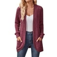 thumbnail image 1 of Qwertyu Womens Long Cardigan Lightweight Sweater Open Front Long Sleeve Cardigans with Pockets 2025 Wine L, 1 of 7