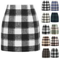 thumbnail image 1 of Qwertyu Womens Plaid Skirt High Waist Pencil Skirt Bodycon Spring Winter Short Dress Plaid Mini Skirt Light Gray M, 1 of 4