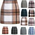 thumbnail image 1 of Qwertyu Womens Plus Size Skirts Plaid Mini Skirts for Womens High Waisted Fall Winter Bodycon Pencil Skirts Khaki M, 1 of 6