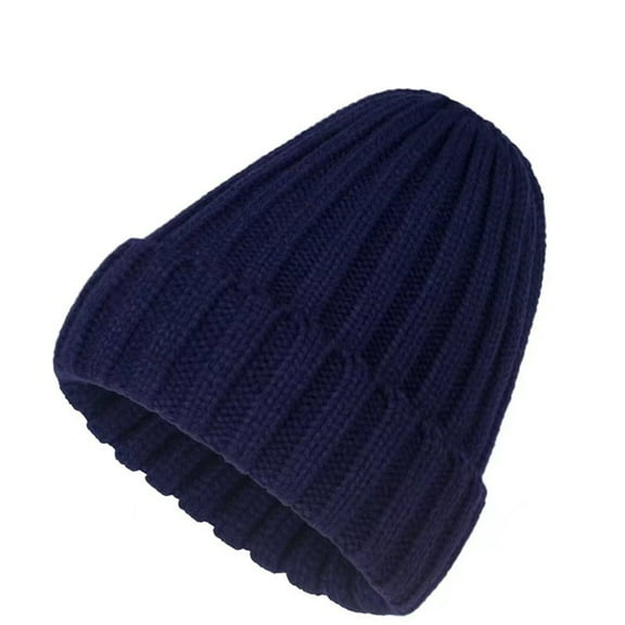 Qwertyu Womens Satin Lined Winter Beanie Cable Knit Beanie for Women Silk Lining Thick Chunky Hats Skull Warm Cap Navy