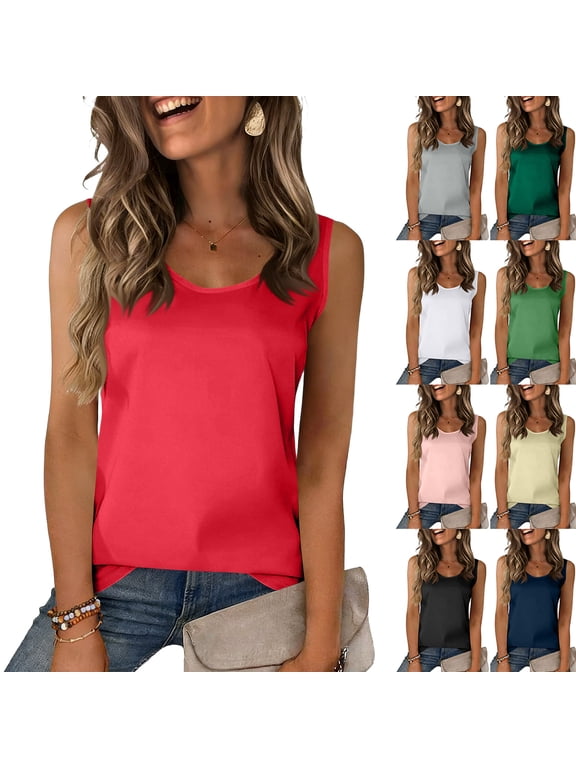 Womens Silk Satin Tank Tops Summer Camisole 2026 Sleeveless Blouse Dressy Casual Basic Tank Shirt Navy XL