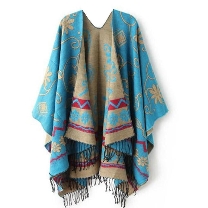 Qwertyu Womens Summer Cozy Poncho Blanket Western Scarf Cape