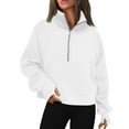 thumbnail image 1 of Qwertyu Womens Sweatshirts Half Zip Cropped Pullover Fleece Quarter Zipper Hoodies 2025 Fall Fashion Clothes White S, 1 of 6