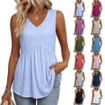 thumbnail image 1 of Qwertyu Womens Tank Tops Casual Sleeveless Tops for Women Dressy V Neck Babydoll Tank Tops Flowy Summer Shirts Army Green 2XL, 1 of 5
