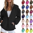 thumbnail image 1 of Qwertyu Womens Zip Up Hoodies Y2K Long Sleeve Sweatshirts Fall Fashion Jackets Winter Clothes with Pockets Coffee M, 1 of 5