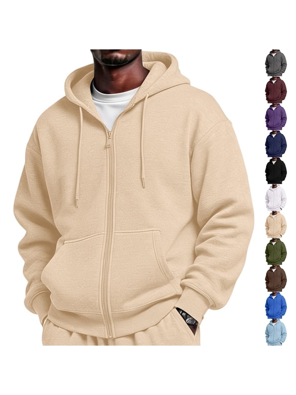 Zip Up Hoodie for Men Fleece Drawstring Hooded Sweatshirt Fall Casual Long Sleeve Jacket Winter Pullover Tops with Pockets Wine 3XL