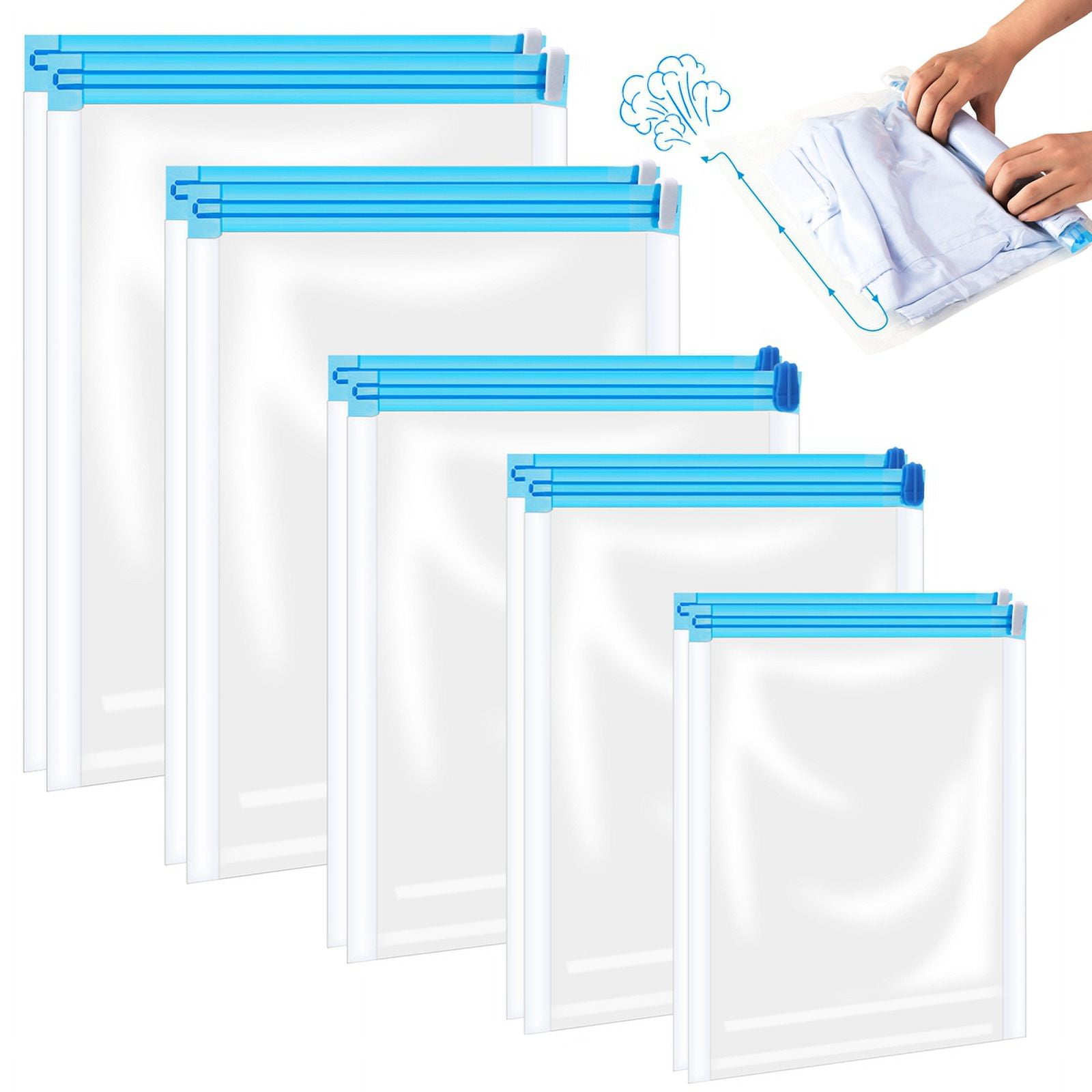 Qweryboo 10 Pack Travel Vacuum Compression Bags for Suitcases, Reusable