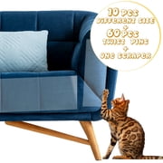 Qweryboo 10 Pcs Cat Scratch Furniture Protector, Clear Self-Adhesive Anti Cat Scratch Furniture Protector, Waterproof Couch Protector from Cat Claws