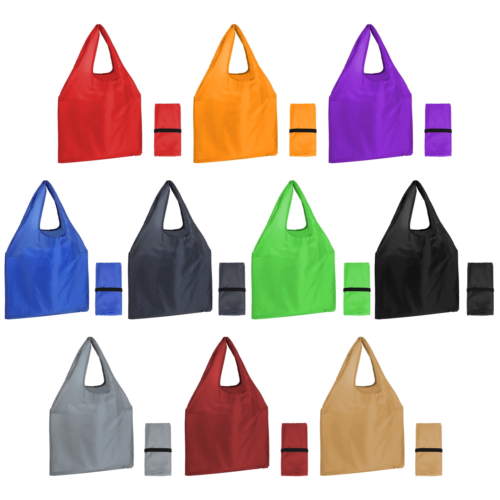 Qweryboo 10PCS Durable Colorful Folding Reusable Grocery Bags, Handles