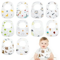 Qweryboo 10 Packs Baby Bibs for Boys, Muslin Drool Bibs, Teething Bibs for Infants,Newborns and Toddlers, Infant Bibs, Soft & Absorbent, Cotton Adjustable Snap Bibs