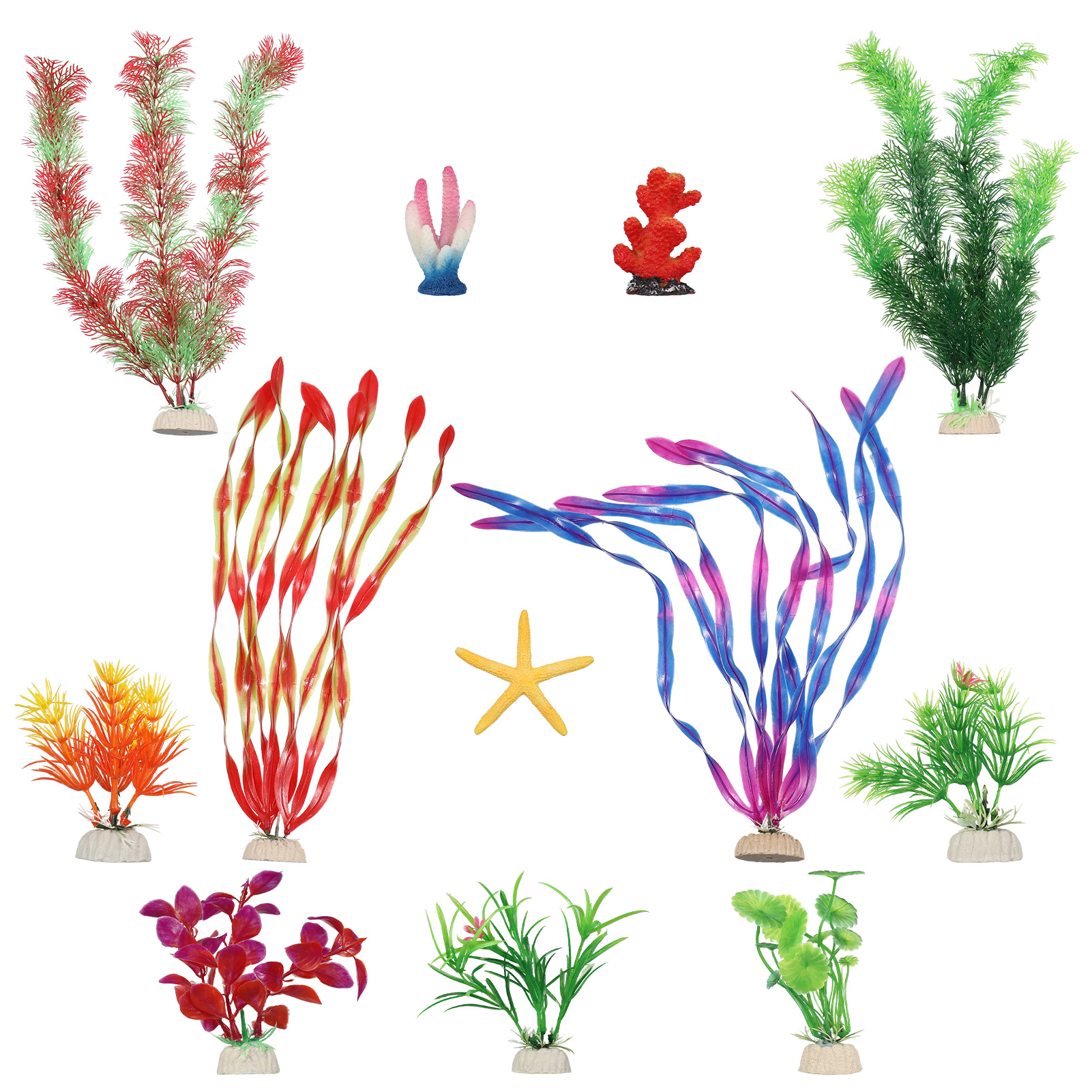 Qweryboo 12 Pcs Fish Betta Tank Plants, Stackable Artificial Aquarium