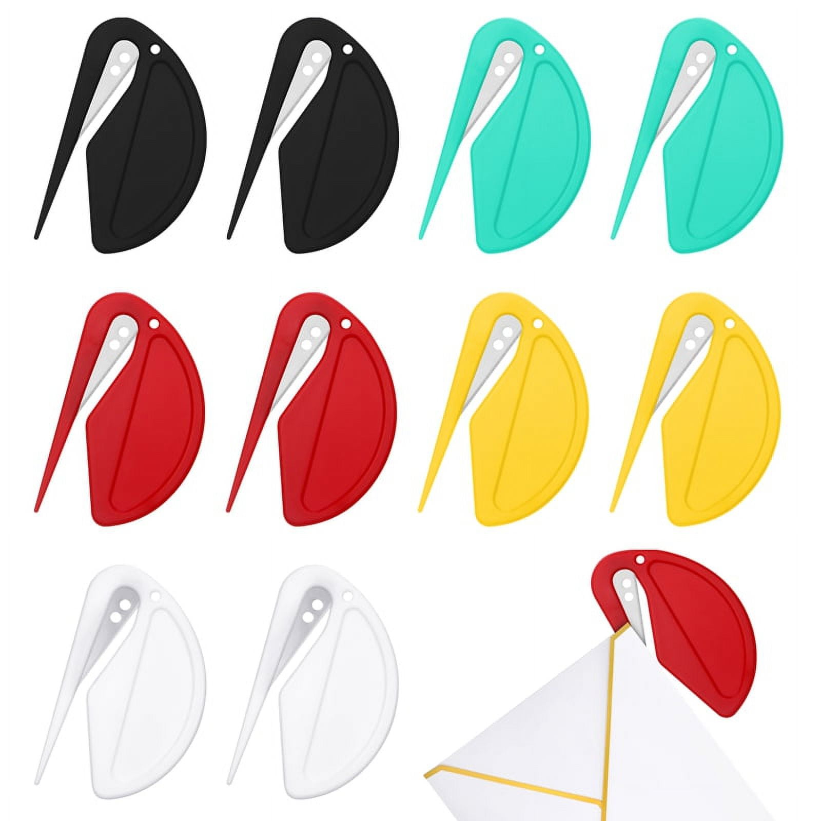 Qweryboo 12 Pcs Universal Letter Openers, Envelope Openers, Hand Envelope Mail Flat Slitter Concealed Blade Set, Essential Office Tool