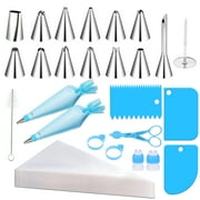 Qweryboo 125 Pcs أكياس الأنابيب ونصائح مجموعة، المتاح كعكة تزيين أكياس مجموعة مع نصائح قابلة لإعادة الاستخدام، تزيين أكياس الصقيع للكب كيك، أكياس الجليد مع نصائح
