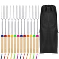 thumbnail image 1 of Qweryboo 12Pcs Marshmallow Roasting Sticks Fire Pit Kit, Extendable 12-32inch Long Metal Barbecue Skewers, Telescoping Smores BBQ Fork for Grill and Campfire, Hot Dog Camping Accessories, 1 of 8