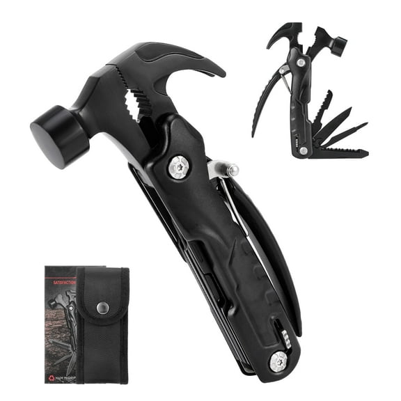 Qweryboo 12-in-1 Multitool Hammer, Safety Lock, Screwdriver Bits Set and Nylon Sheath, Multi Tool for Outdoor, Camping, Ideal Gifts for Father, Husband, Boyfriend