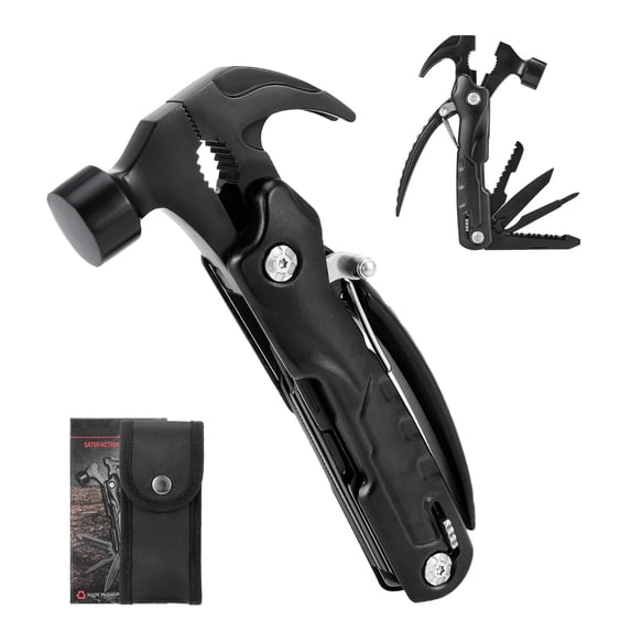 Qweryboo 12-in-1 Multitool Hammer, Safety Lock, Screwdriver Bits Set and Nylon Sheath, Multi Tool for Outdoor, Camping, Ideal Gifts for Father, Husband, Boyfriend