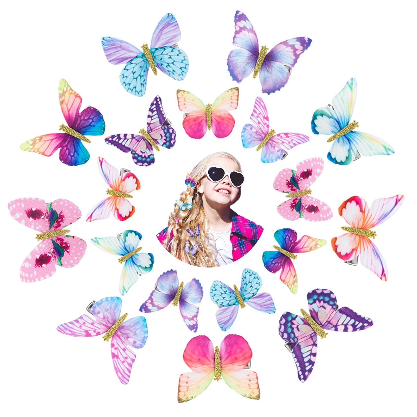 Qweryboo 18 Pcs Butterfly Hair Clips, Hair Snap Clips Barrettes for Baby Girls Hair Accessories (Fresh Styles)