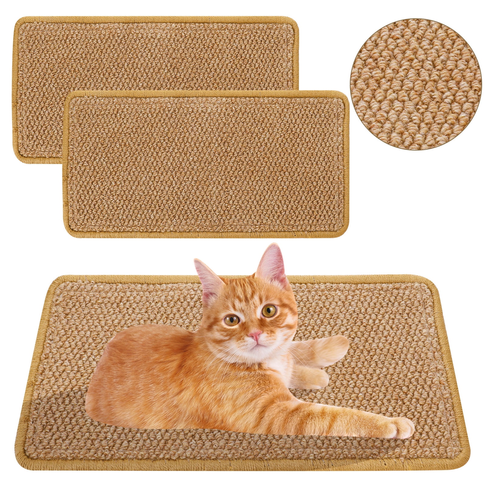 Qweryboo 2 Pcs Natural Sisal Cat Scratcher Mat, Wall Corner Couch Sofa