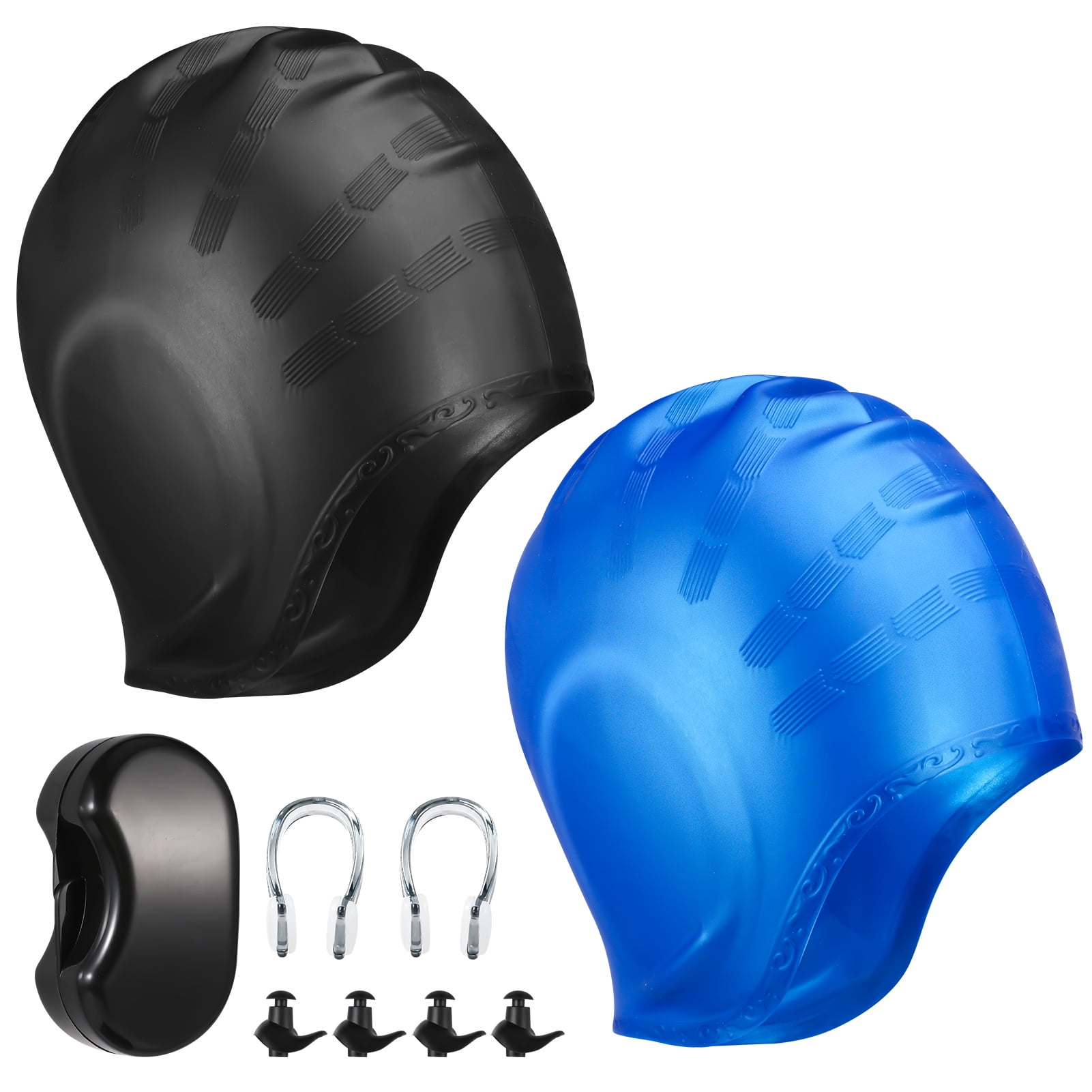 Qweryboo 2 Sets Silicone Swimming Caps for Women Men Protect Ears, Non