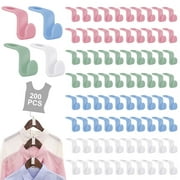 Qweryboo 200Pcs Clothes Hanger Connector Hooks, Hanger Extender Clips, Cascading Hanger Hooks for Space Saving(Pink)