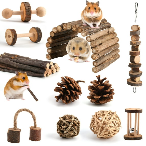 Qweryboo 20Pcs Hamster Chew Toys, Rabbit Toy, DIY Hamster Bunny Teeth Care Molar Toys, Ideal for Dwarf Hamsters Rat Guinea Pigs Chinchillas Bunnies