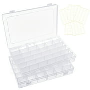 Qweryboo 2PCS Clear Jewelry Box Organizer، 36 Grids Plastic Craft Organizers and Storage، Bead Organizer Jewelry Storage حجرات قابلة للتعديل تشكيلة صندوق أداة حاوية